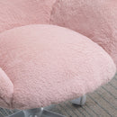 luffy Leisure Chair Faux Fur for Girls, Ladies Home Bedroom Living Room with Wheels, Pink w/"