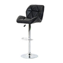 PU Leather Bar Stool Diamond Design Swivel Barstool Kitchen Pub Dining Chair Lift Metal Chrome Base Adjustable Height - Black