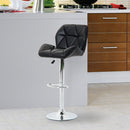 PU Leather Bar Stool Diamond Design Swivel Barstool Kitchen Pub Dining Chair Lift Metal Chrome Base Adjustable Height - Black
