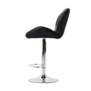 PU Leather Bar Stool Diamond Design Swivel Barstool Kitchen Pub Dining Chair Lift Metal Chrome Base Adjustable Height - Black