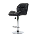 PU Leather Bar Stool Diamond Design Swivel Barstool Kitchen Pub Dining Chair Lift Metal Chrome Base Adjustable Height - Black