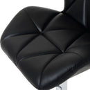 PU Leather Bar Stool Diamond Design Swivel Barstool Kitchen Pub Dining Chair Lift Metal Chrome Base Adjustable Height - Black