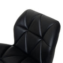 PU Leather Bar Stool Diamond Design Swivel Barstool Kitchen Pub Dining Chair Lift Metal Chrome Base Adjustable Height - Black