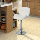 PU Leather Bar Swivel Stool Kitchen Pub Dining Chair Gas Lift Metal Chrome Base Adjustable Height - White