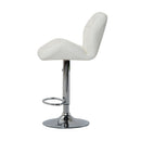 PU Leather Bar Swivel Stool Kitchen Pub Dining Chair Gas Lift Metal Chrome Base Adjustable Height - White