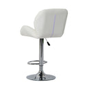 PU Leather Bar Swivel Stool Kitchen Pub Dining Chair Gas Lift Metal Chrome Base Adjustable Height - White
