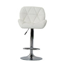 PU Leather Bar Swivel Stool Kitchen Pub Dining Chair Gas Lift Metal Chrome Base Adjustable Height - White