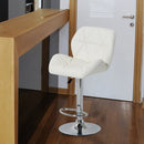 PU Leather Bar Swivel Stool Kitchen Pub Dining Chair Gas Lift Metal Chrome Base Adjustable Height - White