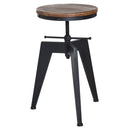Swivel Bar Stool W/Wooden Top-Brown/Black