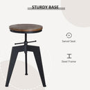 Swivel Bar Stool W/Wooden Top-Brown/Black