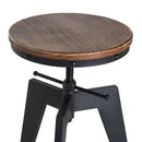 Swivel Bar Stool W/Wooden Top-Brown/Black
