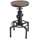 Swivel Bar Stool Vintage Industrial Height Adjustable Kitchen Dining Chair Round Natural Pinewood Seat W/Footrest