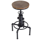 Swivel Bar Stool Vintage Industrial Height Adjustable Kitchen Dining Chair Round Natural Pinewood Seat W/Footrest