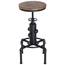Swivel Bar Stool Vintage Industrial Height Adjustable Kitchen Dining Chair Round Natural Pinewood Seat W/Footrest