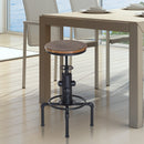 Swivel Bar Stool Vintage Industrial Height Adjustable Kitchen Dining Chair Round Natural Pinewood Seat W/Footrest