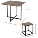MDF Topped Steel 5-Piece Dining Set Dining Table with 4 Stools - Black/Brown