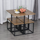 MDF Topped Steel 5-Piece Dining Set Dining Table with 4 Stools - Black/Brown
