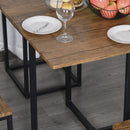 MDF Topped Steel 5-Piece Dining Set Dining Table with 4 Stools - Black/Brown