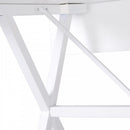 Dining Table Drop Leaf Metal Frame MDF Top Folding Expandable 6 Person White Design Foldable