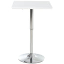 Square Height Adjustable Bar Table Counter Pub Desk with Metal Base for Home Bar, Dining Room, Kitchen, White Multi-role Modern Top Sturdy