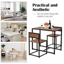 Steel Frame MDF 2-Seater Bar Stool and Table Set - Wood Tone