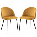 Velvet Contemporary Set Of 2 Kitchen Dining Chairs Mustard