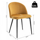 Velvet Contemporary Set Of 2 Kitchen Dining Chairs Mustard