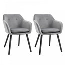 Velvet Tufted Set Of 2 Kitchen Dining Armchairs Grey