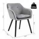 Velvet Tufted Set Of 2 Kitchen Dining Armchairs Grey