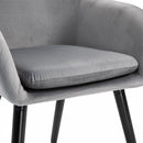 Velvet Tufted Set Of 2 Kitchen Dining Armchairs Grey