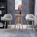 Linen Upholstered Set Of 2 Home Bar Stools - Light Grey
