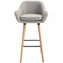 Linen Upholstered Set Of 2 Home Bar Stools - Light Grey