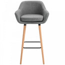 Linen Upholstered Set Of 2 Home Bar Stools Grey