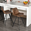 PU Leather Upholstered Twin-Pair Bar Stools Brown