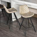 PU Leather Upholstered Twin - Pair Kitchen Bar Stools Grey