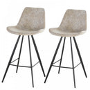 PU Leather Upholstered Twin - Pair Kitchen Bar Stools Grey