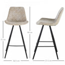 PU Leather Upholstered Twin - Pair Kitchen Bar Stools Grey