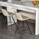 PU Leather Upholstered Twin - Pair Kitchen Bar Stools Grey