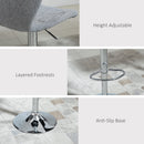 Bar Stools Set of 2 Swivel Stool Adjustable Height Bar Chairs with Footrest for Kitchen Dining Home Pub, Grey Pieces Chair with/ Pub