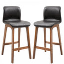 PU Leather Set of 2 Bar Stools with Footrest - Black/Brown