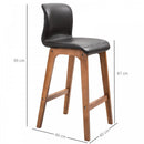 PU Leather Set of 2 Bar Stools with Footrest - Black/Brown