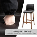 PU Leather Set of 2 Bar Stools with Footrest - Black/Brown