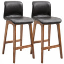 PU Leather Set of 2 Bar Stools with Footrest - Black/Brown
