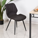 PU Leather Upholstered Set-of-2 Moulded Dining Chairs Brown