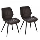 PU Leather Upholstered Set-of-2 Moulded Dining Chairs Brown