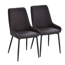 Modern Style Rhombus Tufted Set-of-2 PU Leather Dining Chairs Brown