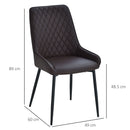 Modern Style Rhombus Tufted Set-of-2 PU Leather Dining Chairs Brown