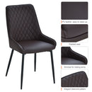 Modern Style Rhombus Tufted Set-of-2 PU Leather Dining Chairs Brown
