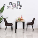 Modern Style Rhombus Tufted Set-of-2 PU Leather Dining Chairs Brown