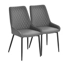 PU Leather Set Of 2 Quilted PU Leather Dining Chairs w/Metal Frame 4 Legs Foot Caps Home Seating Modern Stylish Executive Dark Grey